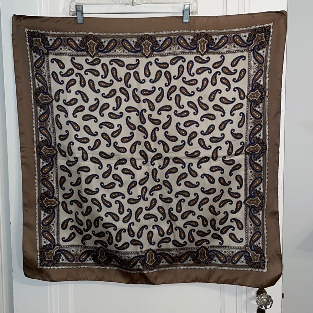 Vtg‎ 70s Herman Pecker & Co polyester paisley large square scarf